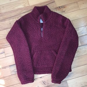 Burgundy sherpa pull over
